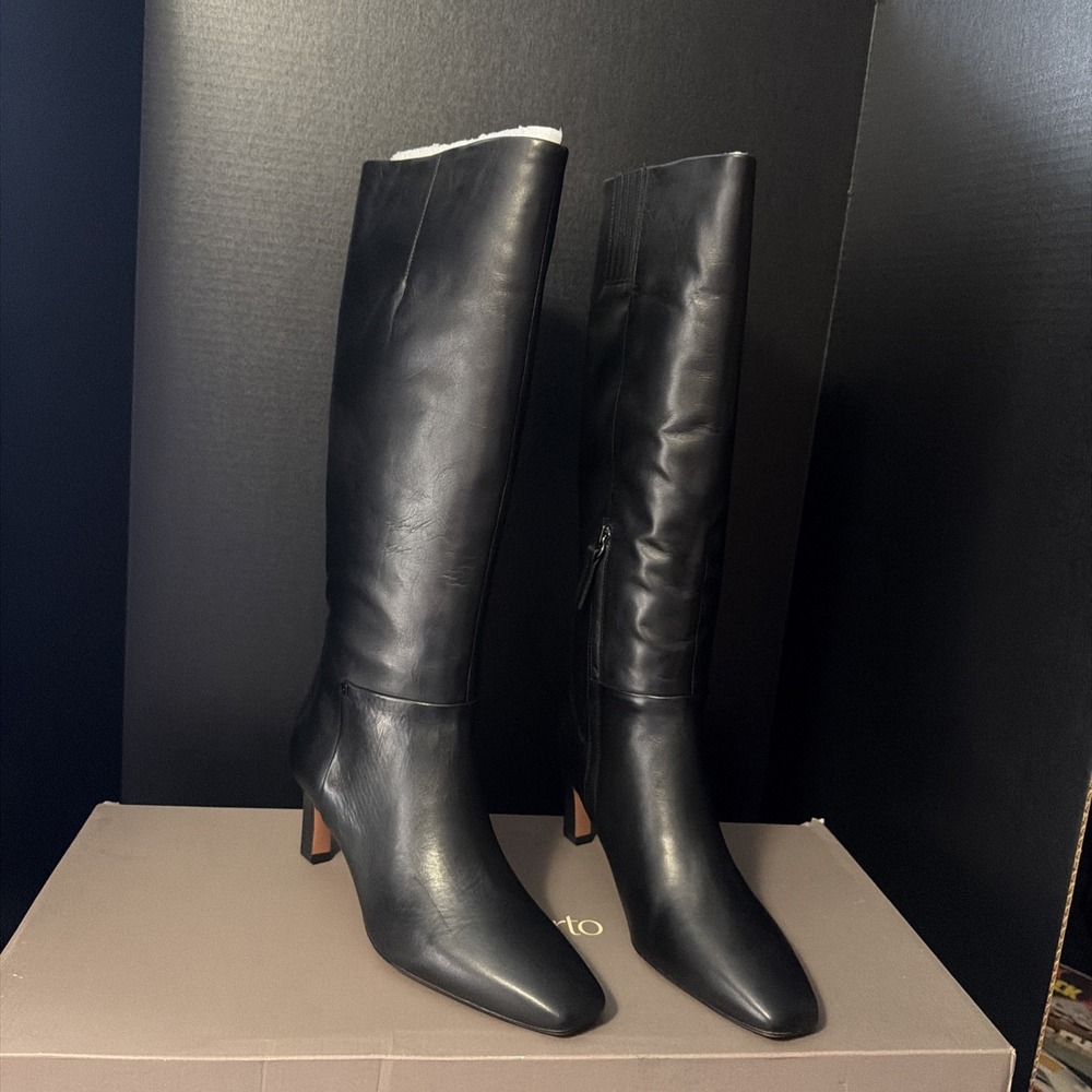 Sarto by Franco Sarto L-Timmy Black Leather Knee Boots Women's 10M US/41 EU NIB - Picture 5 of 16